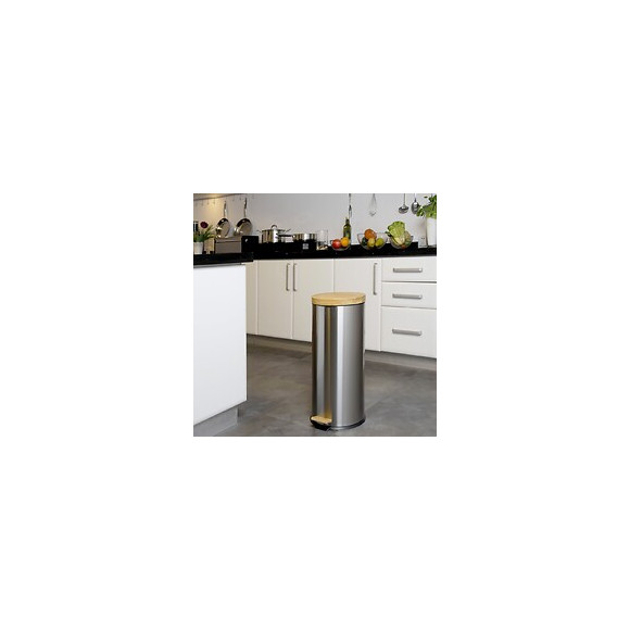 Poubelle De Cuisine À Pédale Forest Gris Bois Et Acier 30l