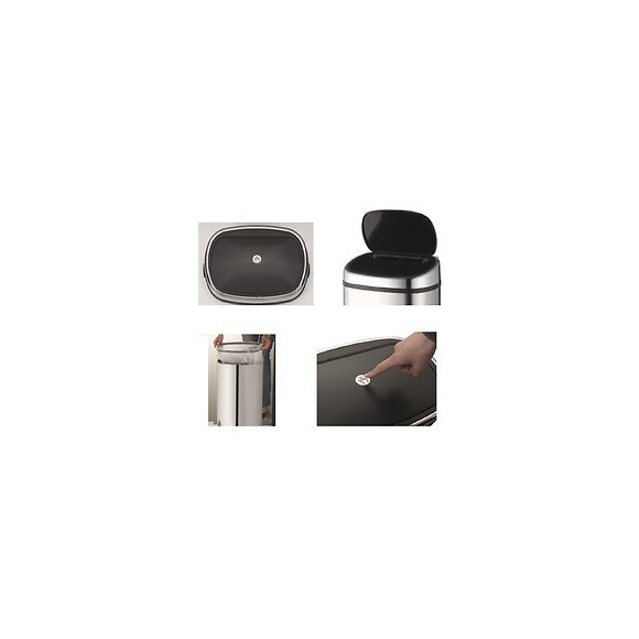 Poubelle De Cuisine Push City Gris Inox 60l