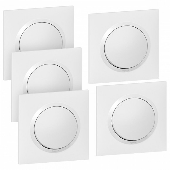 Lot De 5 Interrupteurs Va-et-vient Complet, Legrand Dooxie, Blanc