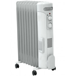 Dtools - Radiateur À Bain D'huile - Puissance De Chauffage 2500w - Tension 230v/50 Hz - Thermostat - 9 Ailettes - Blanc