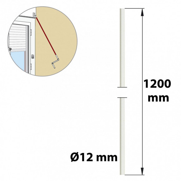 Tringle Manivelle Acier Laqué, H.1200 X L.12 X P.12 Mm