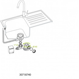 Vidage Avec Siphon Évier Plat, Diam.40 Mm