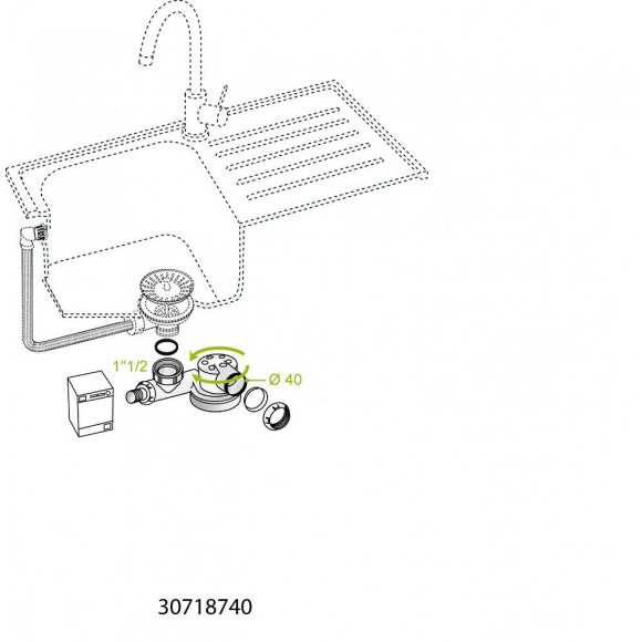 Vidage Avec Siphon Évier Plat, Diam.40 Mm