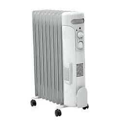 Dtools - Radiateur À Bain D'huile - Puissance De Chauffage 2500w - Tension 230v/50 Hz - Thermostat - 9 Ailettes - Blanc