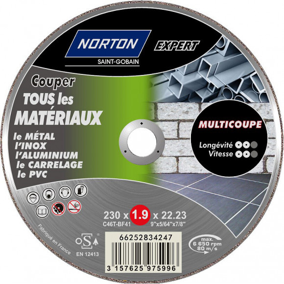 Disque Multi-coupes Pour Multimatière Norton, Diam.230 Mm