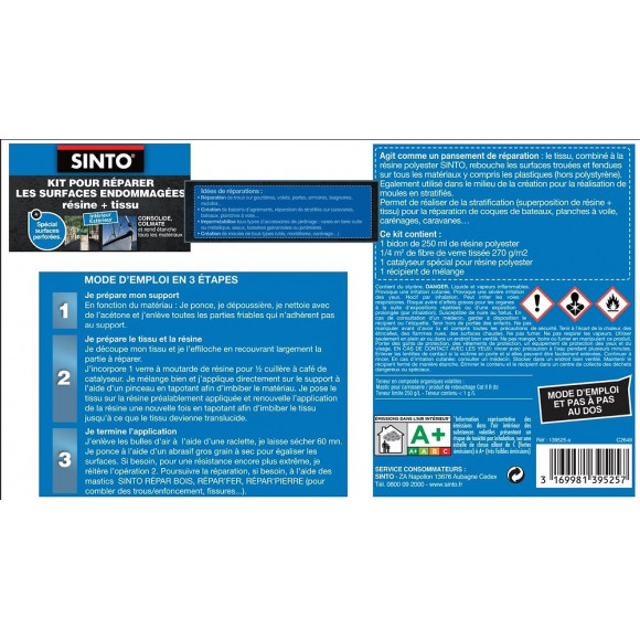 Résine Sinto Materiaux Kit Reparation Sinto, 250 Ml