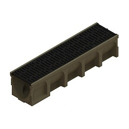 Caniveau Basicdrain - Hauteur 170 Mm  - Aco - Grille Passerelle Fonte / Fente 10mm / Largeur 200 Mm / C250