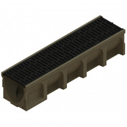 Caniveau Basicdrain - Hauteur 170 Mm  - Aco - Grille Passerelle Fonte / Fente 10mm / Largeur 200 Mm / C250