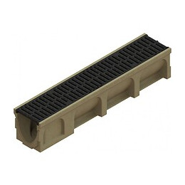 Caniveau Basicdrain - Hauteur 170 Mm  - Aco - Grille Passerelle Fonte / Fente 10mm / Largeur 150 Mm / C250