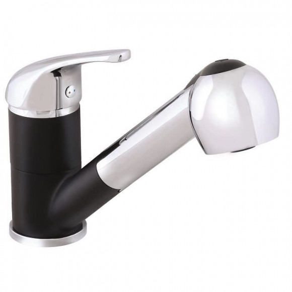 Laggi Mitigeur Evier + Douchette Saturnos - Chrome/noir