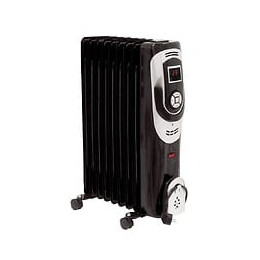 Dtools - Radiateur À Bain D'huile - Puissance De Chauffage 2000w - Affichage Lcd - Thermostat - 9 Ailettes - Marron