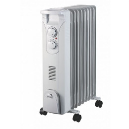 Dtools - Radiateur À Bain D'huile - Chauffage D'appoint - Puissance 1500w - Thermostat + 3 Niveaux De Chauffage - Blanc