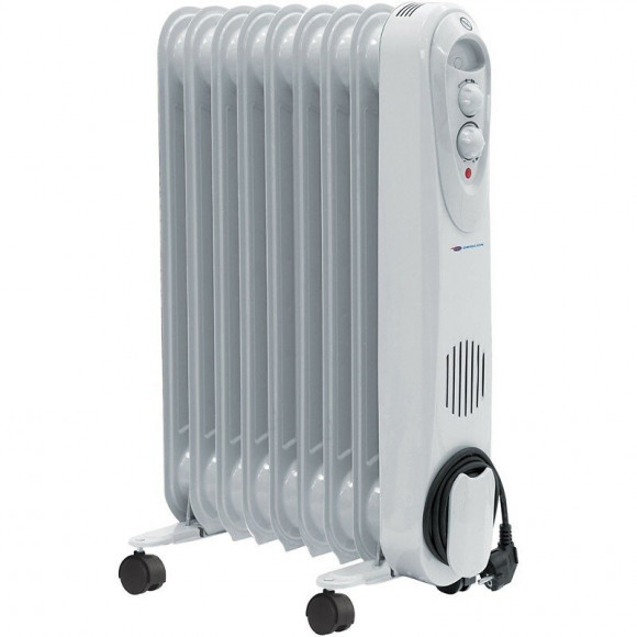 Dtools - Radiateur À Bain D'huile - Puissance De Chauffage 2000w - Tension 230v/50 Hz - Thermostat - Blanc