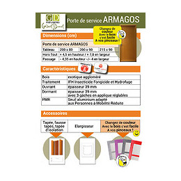 Porte De Service En Bois   Modele 'armagos' 215x90 Poussant Droite (cotes Tableau)