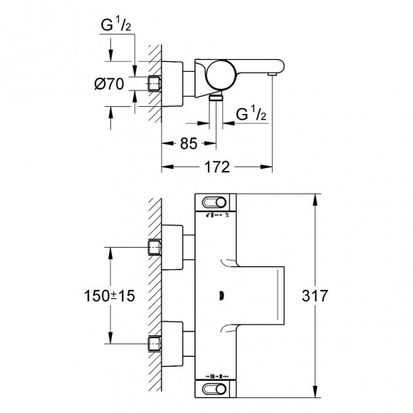 Mitigeur Thermostatique Bain/douche Grohtherm 2000