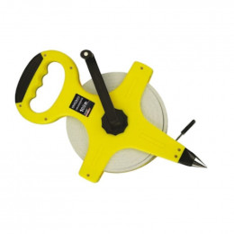 Dcraft - Mètre Ruban Fiberglass - Longueur 100 M - Poignée Antidérapante - Ruban De Mesure Enroulable - Jaune