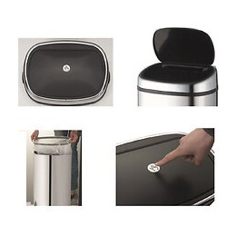 Poubelle De Cuisine Push City Gris Inox 50l