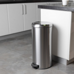 Poubelle De Cuisine À Pédale Urban Gris Inox 30l