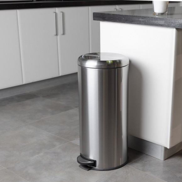 Poubelle De Cuisine À Pédale Urban Gris Inox 30l