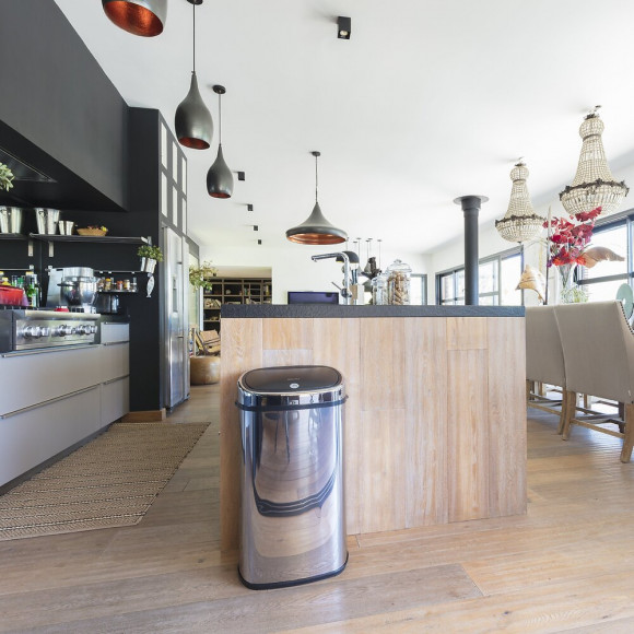 Poubelle De Cuisine Push City Gris Inox 50l