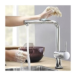 Grohe Mitigeur Evier Electronique Minta Touch - Bec En L Avec Douchette Extractible - Chrome