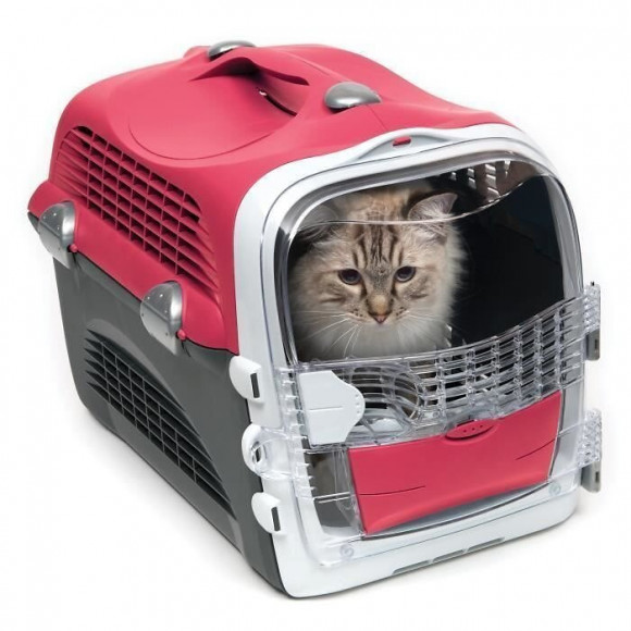 Cat It Cage De Transport Cabrio - Rouge Cerise - Pour Chat