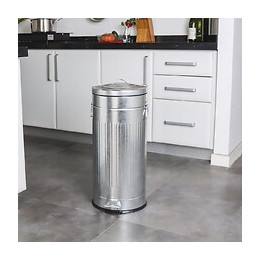 Poubelle De Cuisine À Pédale Brooklyn Gris Acier Galvanisé 30l