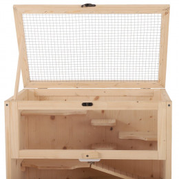 Cage Pour Hamsters Souris Petits Rongeurs Multi-niveaux 5 Étages 10 Plateformes Bois De Pin 60 X 40 X 120 Cm