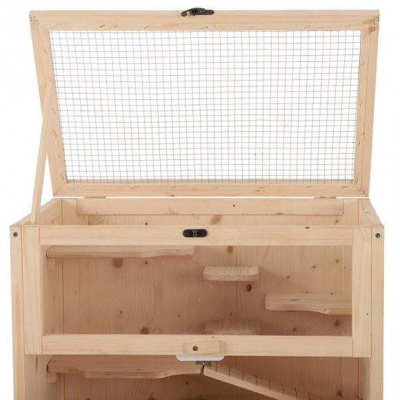 Cage Pour Hamsters Souris Petits Rongeurs Multi-niveaux 5 Étages 10 Plateformes Bois De Pin 60 X 40 X 120 Cm