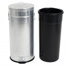 Poubelle De Cuisine À Pédale Brooklyn Gris Acier Galvanisé 30l
