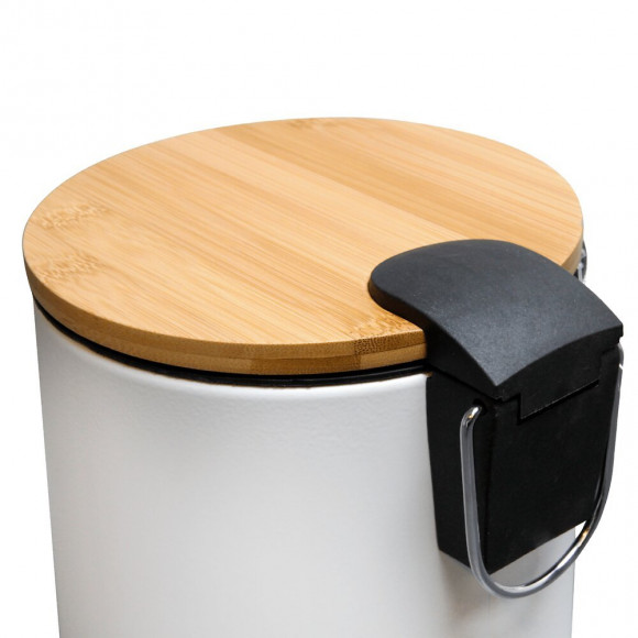 Poubelle De Salle De Bain À Pédale Forest Blanc Bois Et Acier 5l