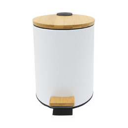 Poubelle De Salle De Bain À Pédale Forest Blanc Bois Et Acier 5l