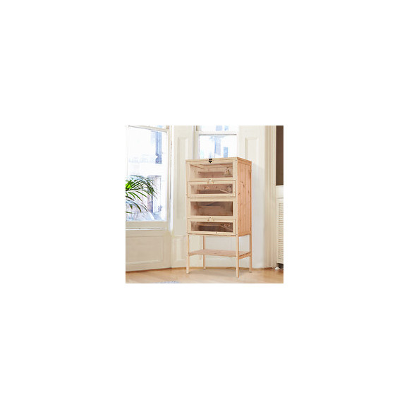 Cage Pour Hamsters Souris Petits Rongeurs Multi-niveaux 5 Étages 10 Plateformes Bois De Pin 60 X 40 X 120 Cm