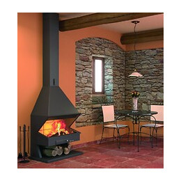 Cheminée Frontale Sans Porte + Base Et Foyer Réfractaire Ch44 - Anthracite