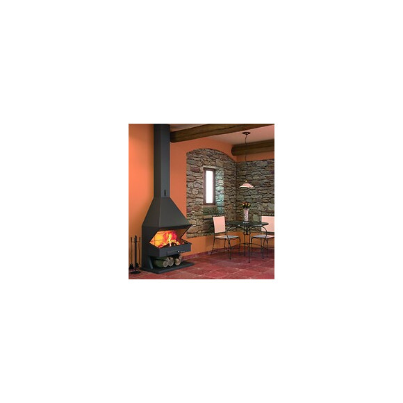 Cheminée Frontale Sans Porte + Base Et Foyer Réfractaire Ch44 - Anthracite