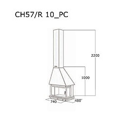 Cheminé Suspendue De Coin Gauche Avec Porte + Foyer Acier Ch57-r1-pc -  Anthracite
