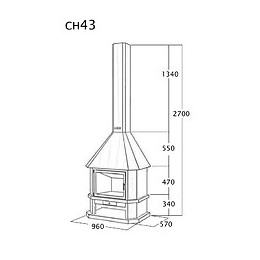 Cheminée Frontale Avec Porte + Base Et Foyer Réfractaire Ch43 - Anthracite