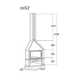 Cheminée De Coin Avec Porte + Base Et Foyer Refractaire Ch52 - Anthracite