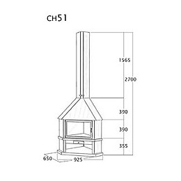 Cheminée De Coin Avec Porte + Base Et Foyer Réfractaire Ch51 -  Anthracite
