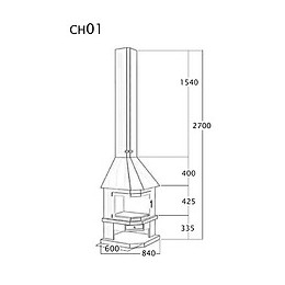 Cheminée De Coin Avec Porte + Base Et Foyer Réfractaire Ch01 - Anthracite