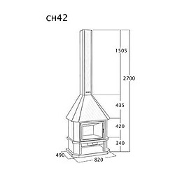 Cheminée Frontale Avec Porte + Base Et Foyer Réfractaire Ch42 -  Anthracite