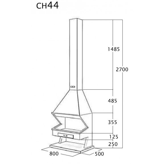 Cheminée Frontale Sans Porte + Base Et Foyer Réfractaire Ch44 - Anthracite