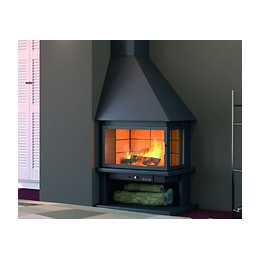 Cheminé De Coin Gauche Avec Porte + Base Et Foyer Acier Ch57r-pc - Antracite