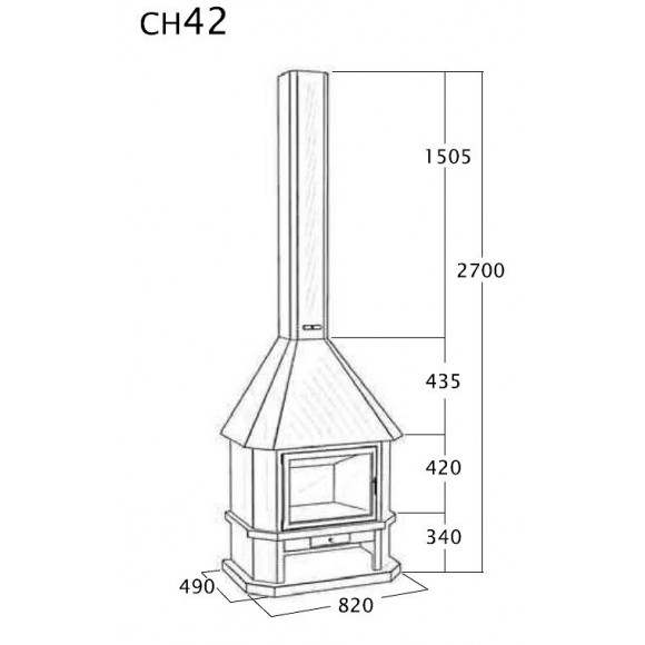 Cheminée Frontale Avec Porte + Base Et Foyer Réfractaire Ch42 -  Anthracite