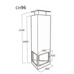 Cheminée Murale Suspendue Oxydée - Avec Porte Et Foyer Acier Ch96