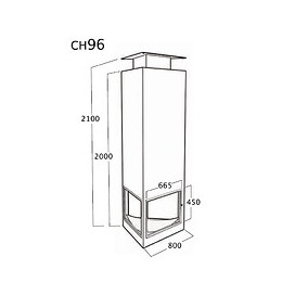 Cheminée Murale Suspendue Oxydée - Avec Porte Et Foyer Acier Ch96