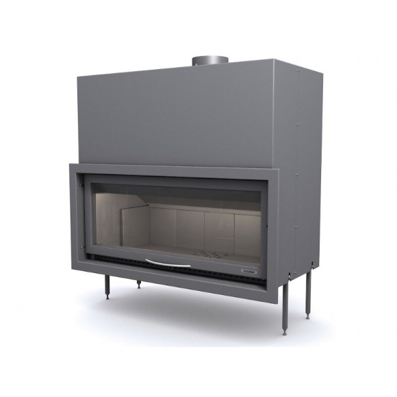 Insert Anthracite Panoramique Avec Porte Guillotine Et Foyer Acier Bv120