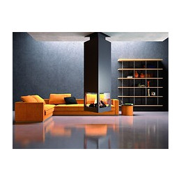 Cheminée Centrale Suspendue Avec Porte Et Foyer Acier Ch95 - Anthracite