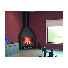 Cheminée De Coin Avec Porte + Base Et Foyer Refractaire Ch03 - Anthracite