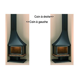 Cheminée De Coin Droit Anthracite Sans Porte + Base Et Foyer Réfractaire Ch21